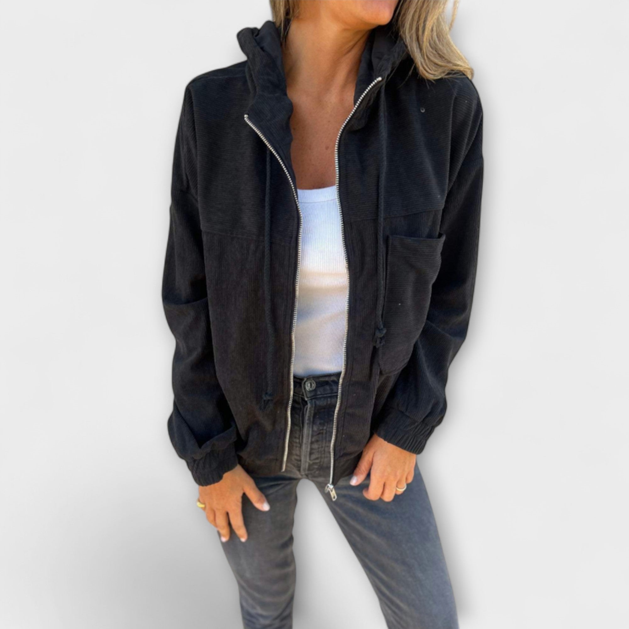 Ella | Manšestrová zip bunda