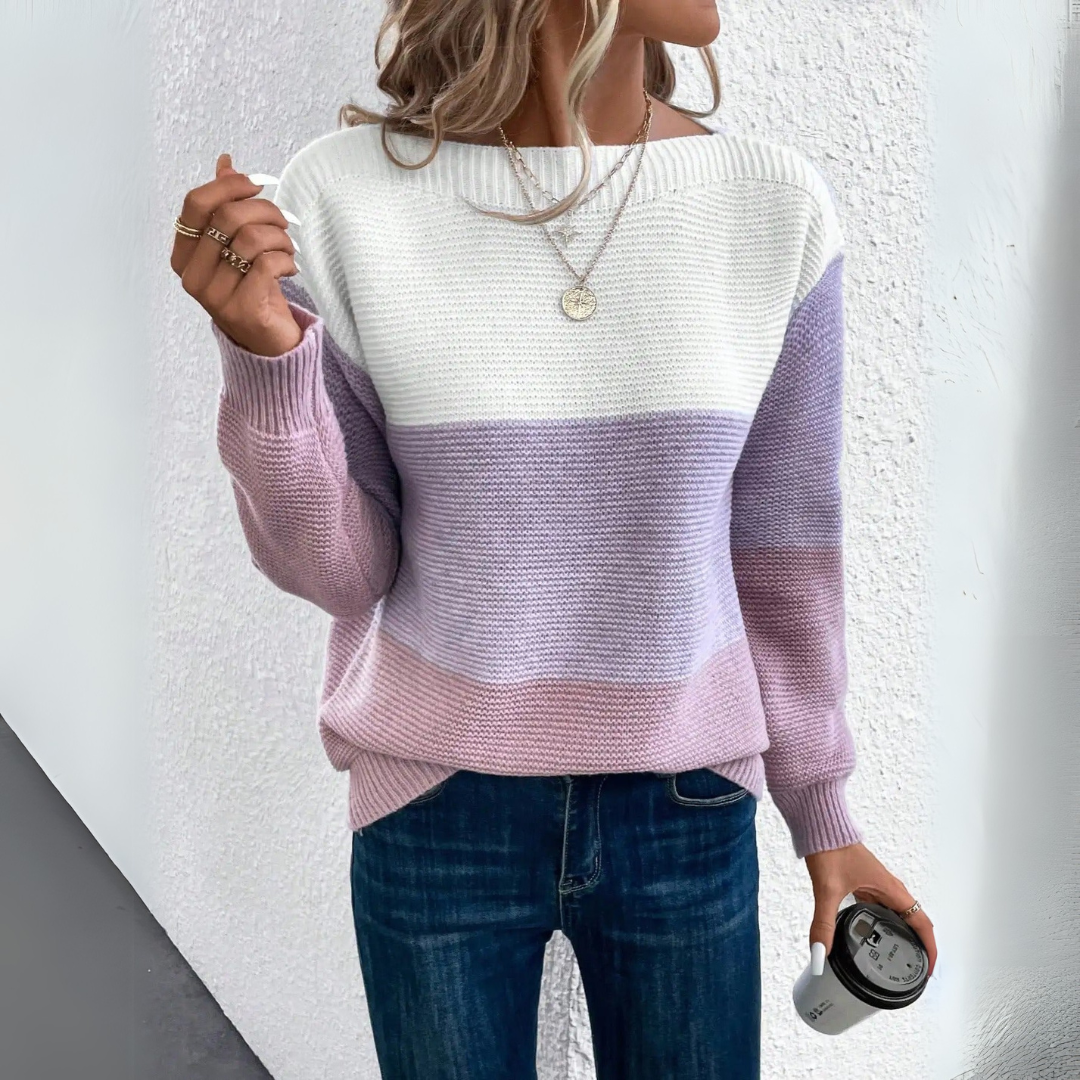 Clara | Elegantni trobojni patchwork pulover