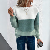 Clara | Elegantni trobojni patchwork pulover