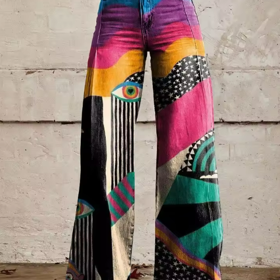 Dora - Boho Chic hlače s širokim nogavicama