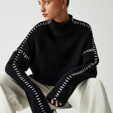 Alma | Oversize dolcevita pulover s Piqué detaljima