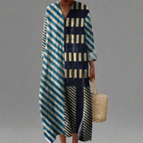 Martha™ | Modernna prugasta patchwork midi haljina